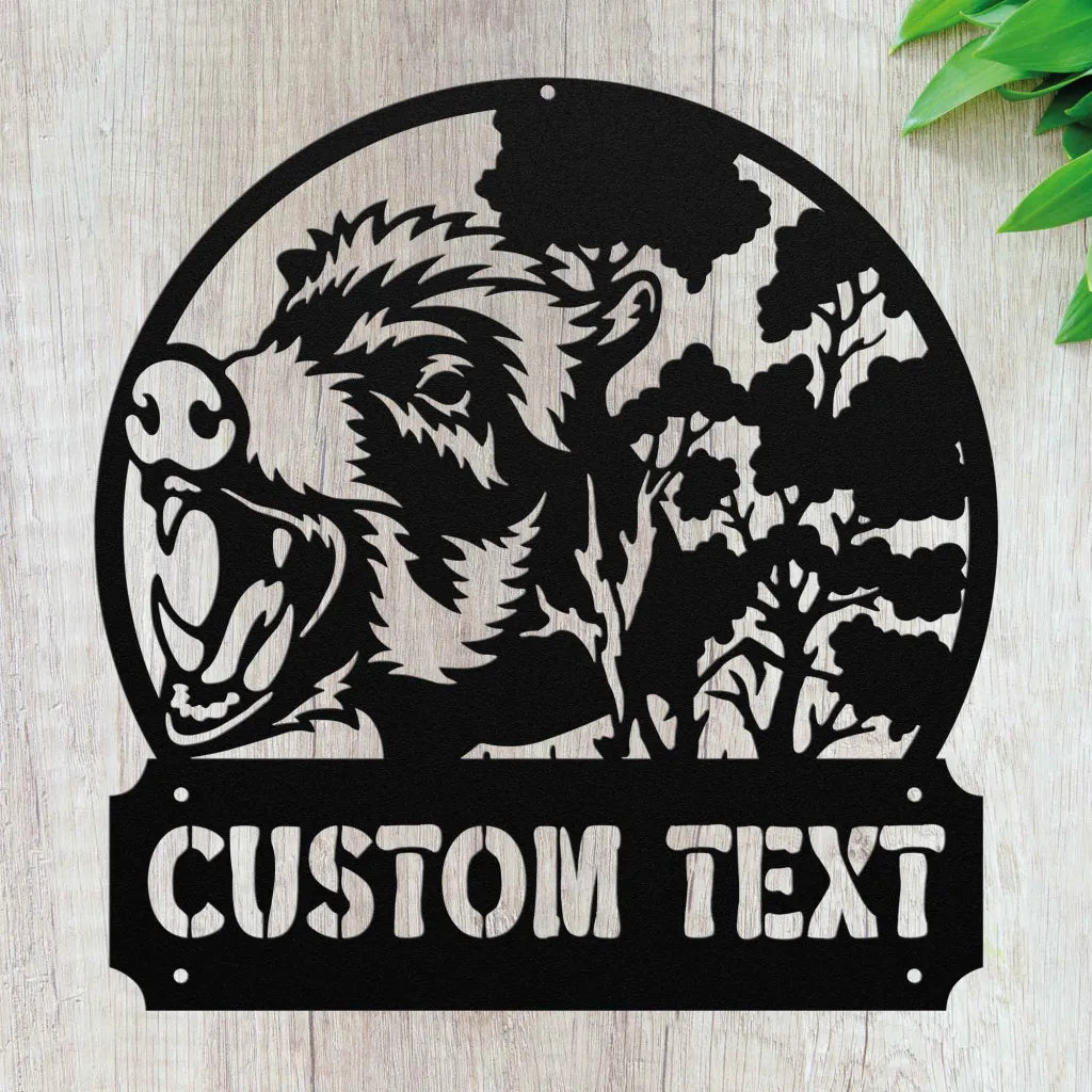 Personalized Boars Metal Wall Art Custom Wild Boar Sign