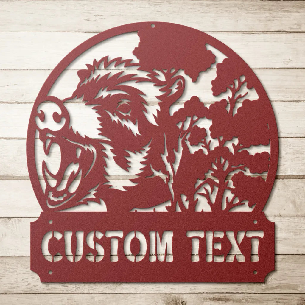 Personalized Boars Metal Wall Art Custom Wild Boar Sign