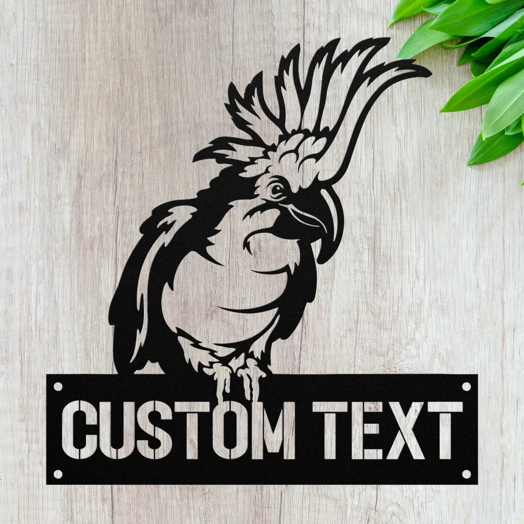 Personalized Cockatoo Metal Wall Art Custom Parrot Sign