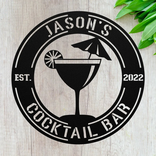 Personalized Cocktail Bar Wall Art Decor Custom Metal Home