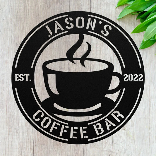 Personalized Coffee Shop Metal Wall Art Custom Coffee Bar