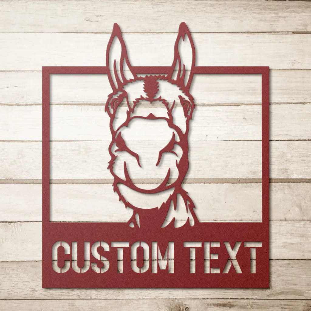 Personalized Donkey Metal Wall Art Custom Donkey Sign For