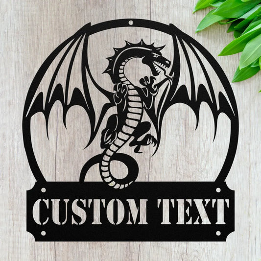 Personalized Dragon Metal Wall Art Custom Dragon Sign Decor
