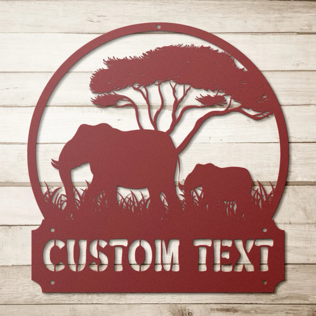 Personalized Elephant Metal Wall Art Custom Elephants Sign -