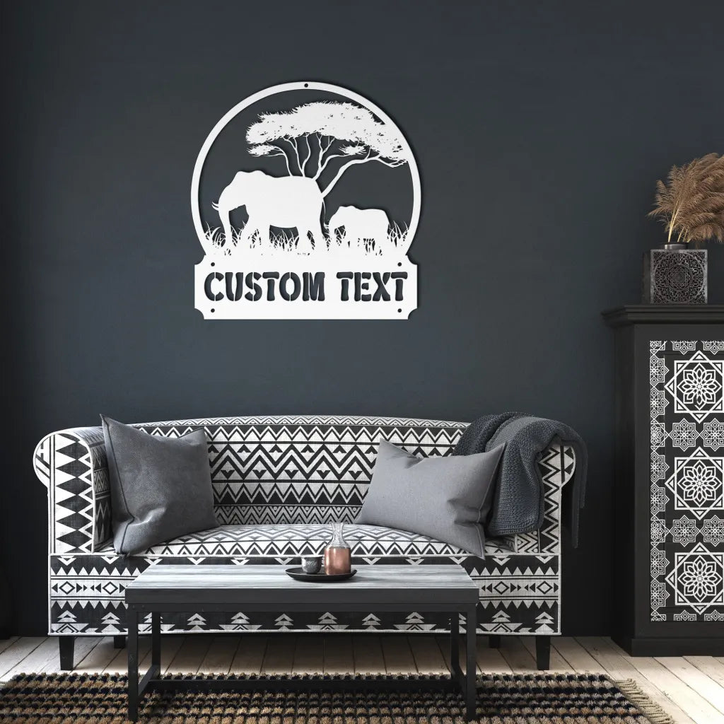 Personalized Elephant Metal Wall Art Custom Elephants Sign -