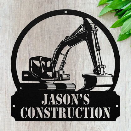 Personalized Excavator Metal Wall Art Custom Construction