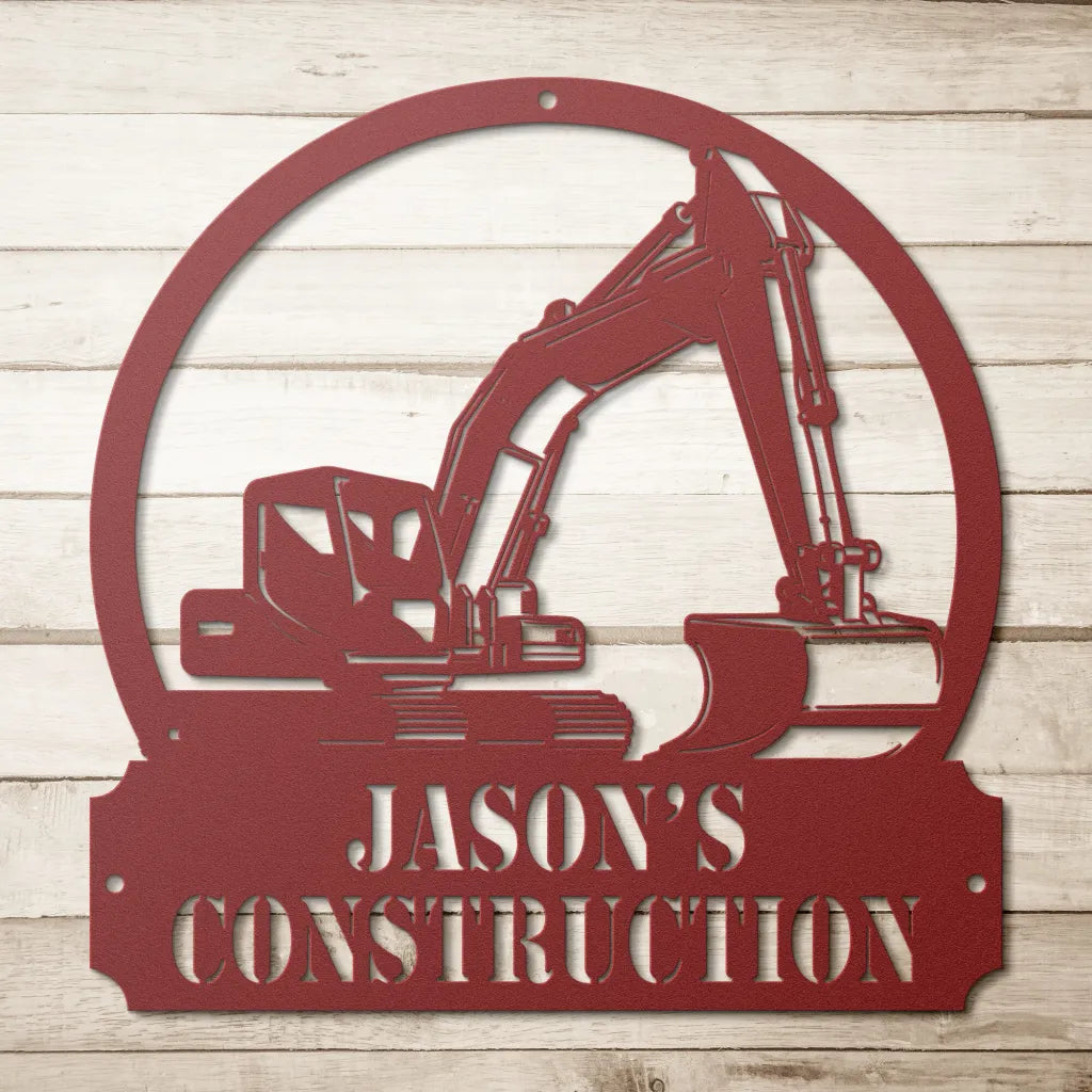 Personalized Excavator Metal Wall Art Custom Construction