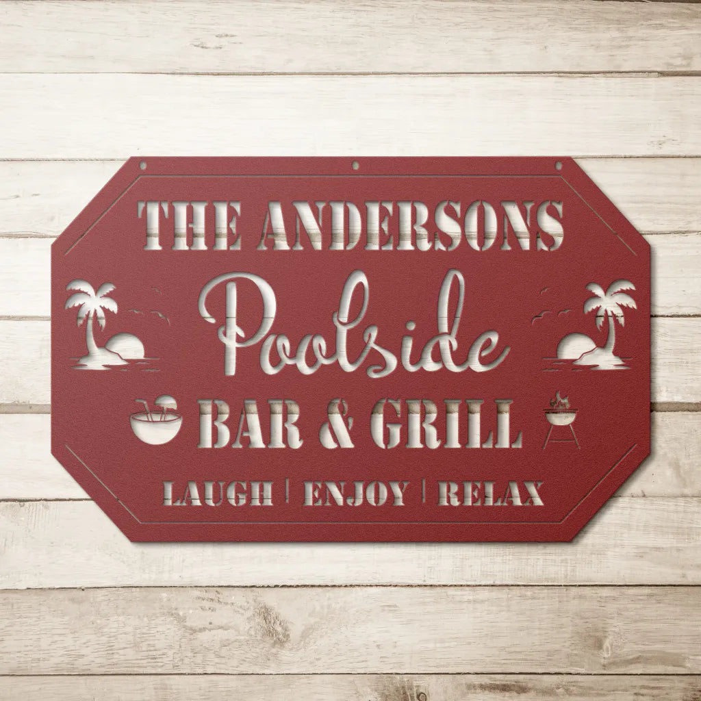 Personalized Family Pool House Sign Swimming Pool Metal