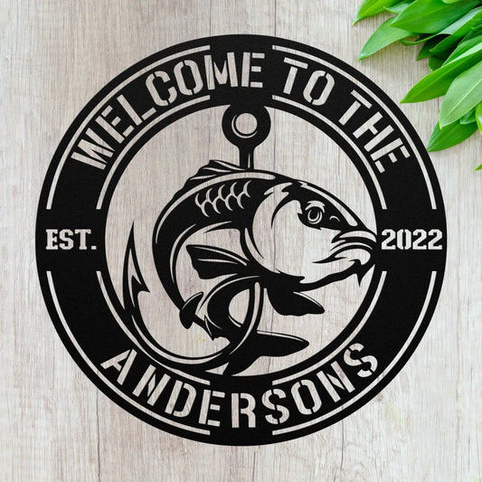 Personalized Fish Metal Wall Art Custom Fishing Sign For