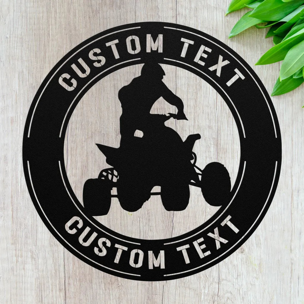 Personalized Four Wheels Sign - ATV Driver Gift Idea - Black