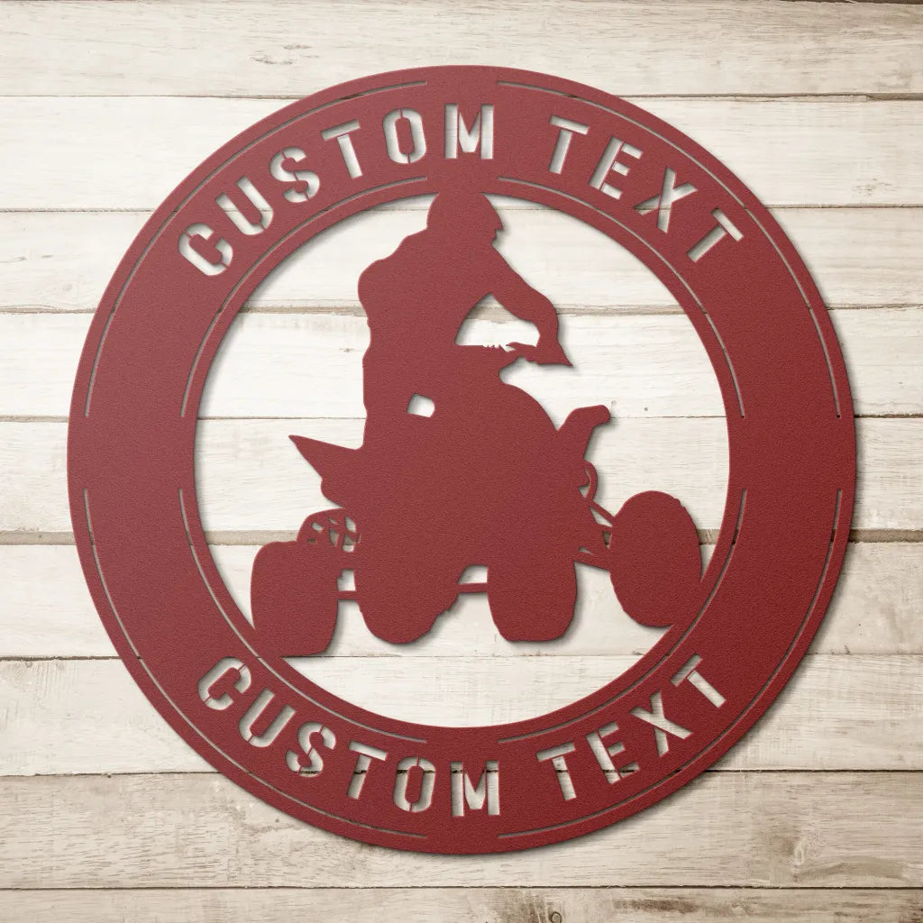 Personalized Four Wheels Sign - ATV Driver Gift Idea - Red /