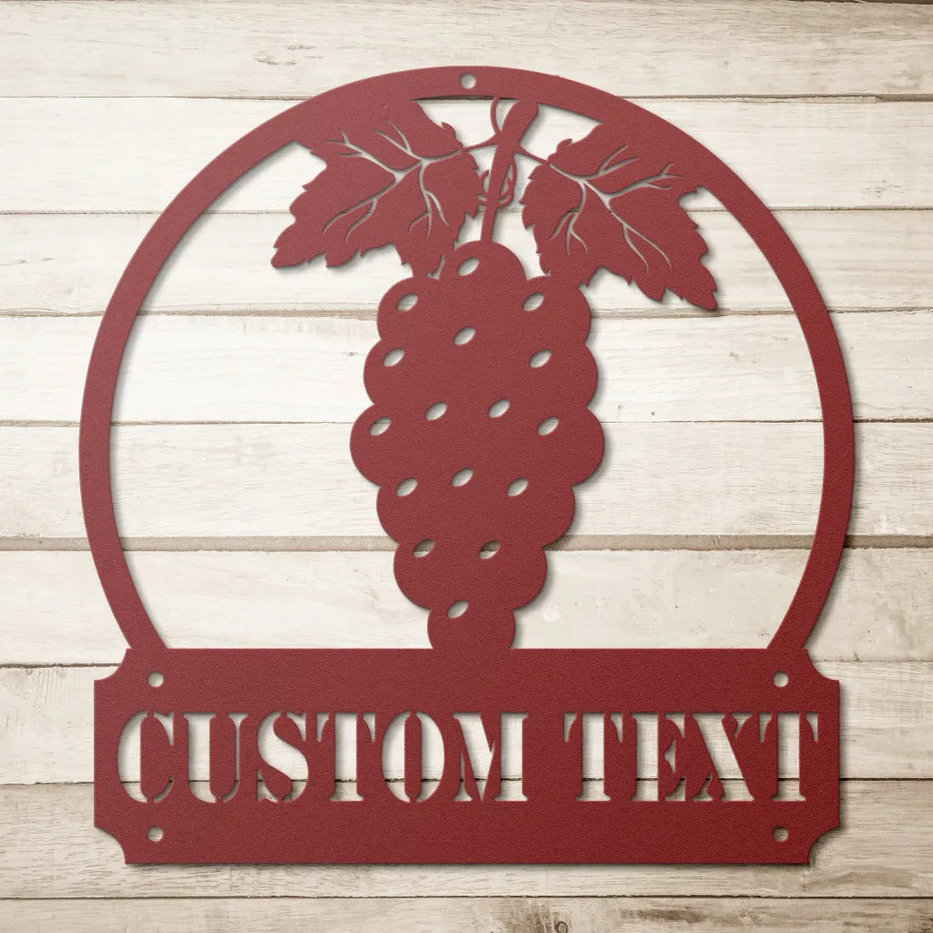 Personalized Grape Fruit Metal Wall Art Custom Grape Sign