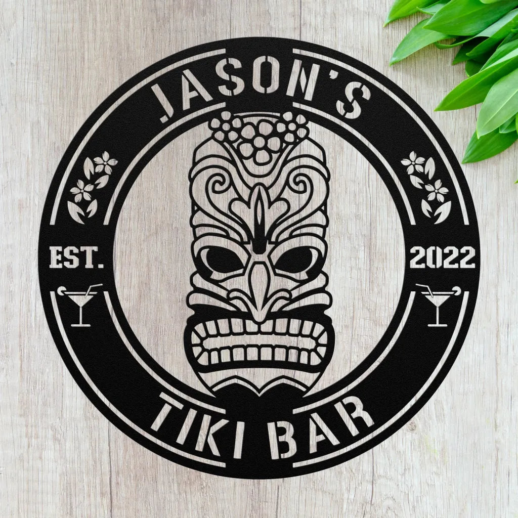 Personalized Home Pool Metal Wall Art Custom Tiki Bar Sign