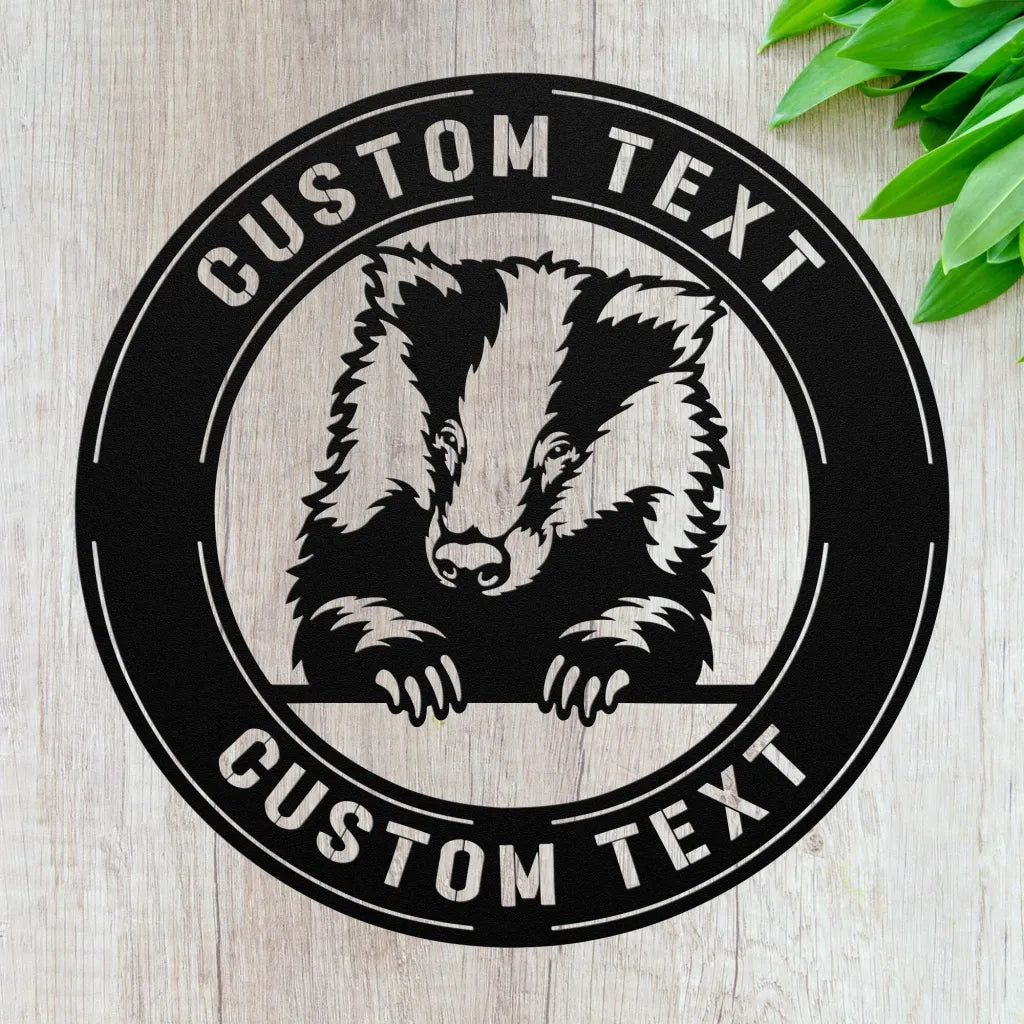 Personalized Honey Badger Metal Wall Art Custom Badgers Name