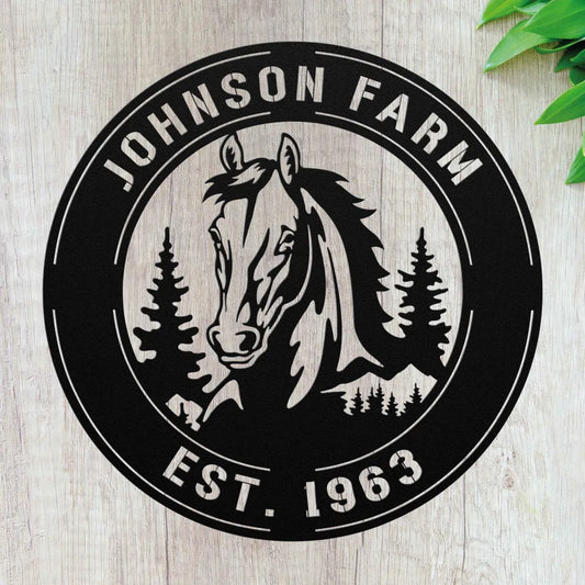 Personalized Horse Metal Wall Art Custom Horse Farm Sign -