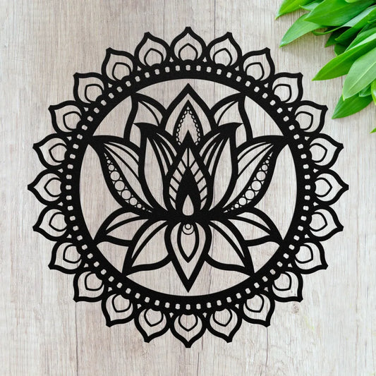 Personalized Mandala Flower Metal Wall Art Custom Lotus Sign