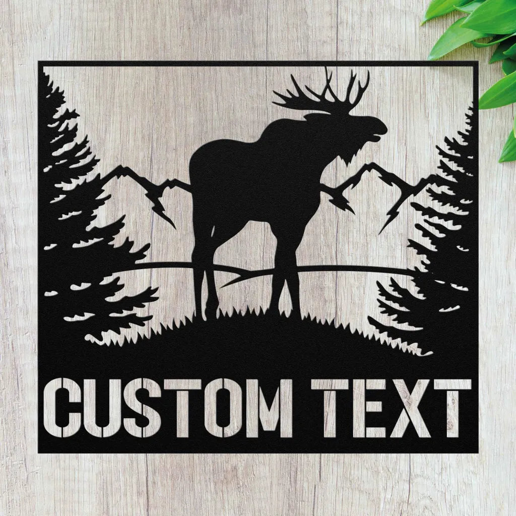 Personalized Moose Metal Wall Art Custom Elk Sign With Name