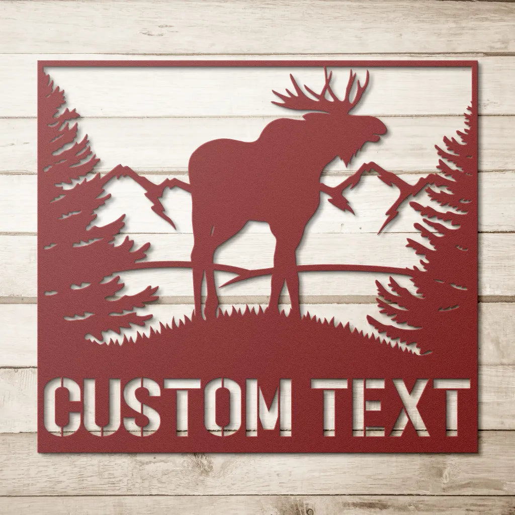 Personalized Moose Metal Wall Art Custom Elk Sign With Name