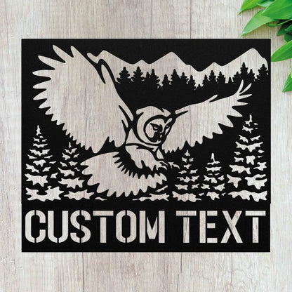 Personalized Owl Metal Wall Art Custom Owl House Sign -