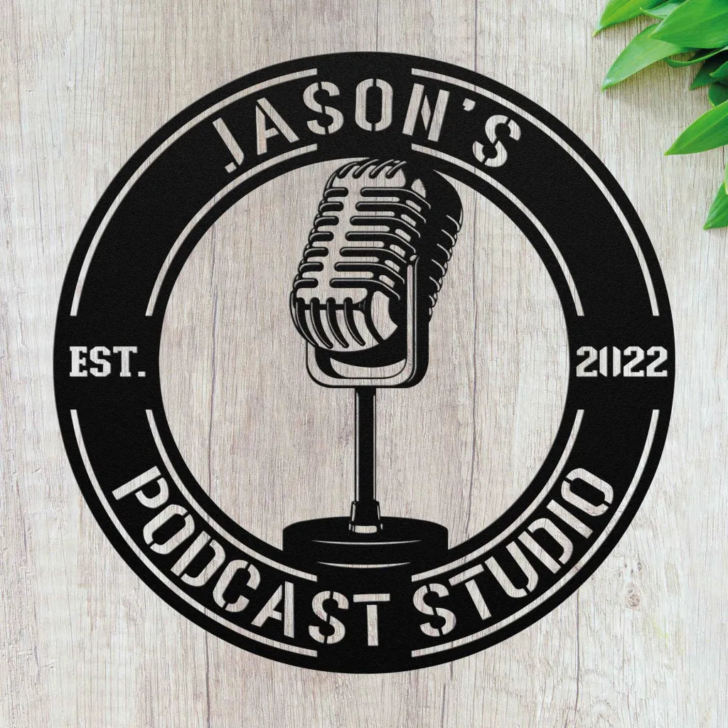 Personalized Podcast Studio Metal Wall Art Custom Podcaster Room Sign ...