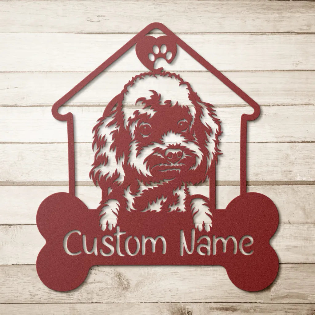 Personalized Poodle Metal Wall Art Custom Poodles Sign - Red