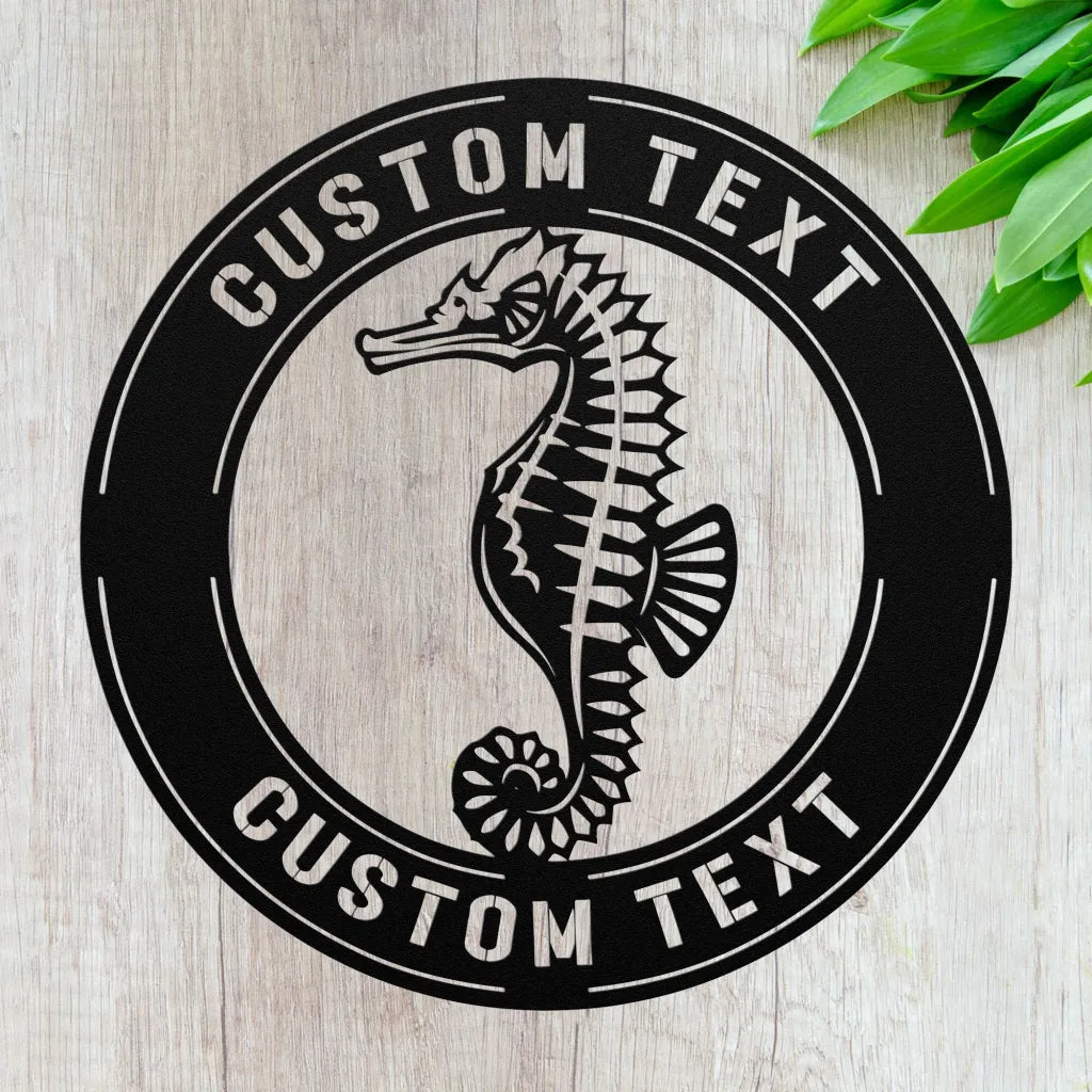 Personalized Sea Horse Metal Wall Art Custom Seahorse Sign -