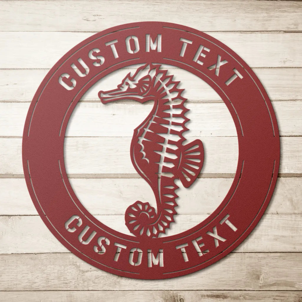 Personalized Sea Horse Metal Wall Art Custom Seahorse Sign -