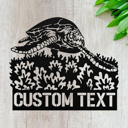 Personalized Sea Turtle Metal Wall Art Custom Sea Creature