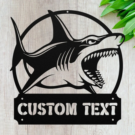 Personalized Shark Metal Wall Art Custom Sea Animal Sign -