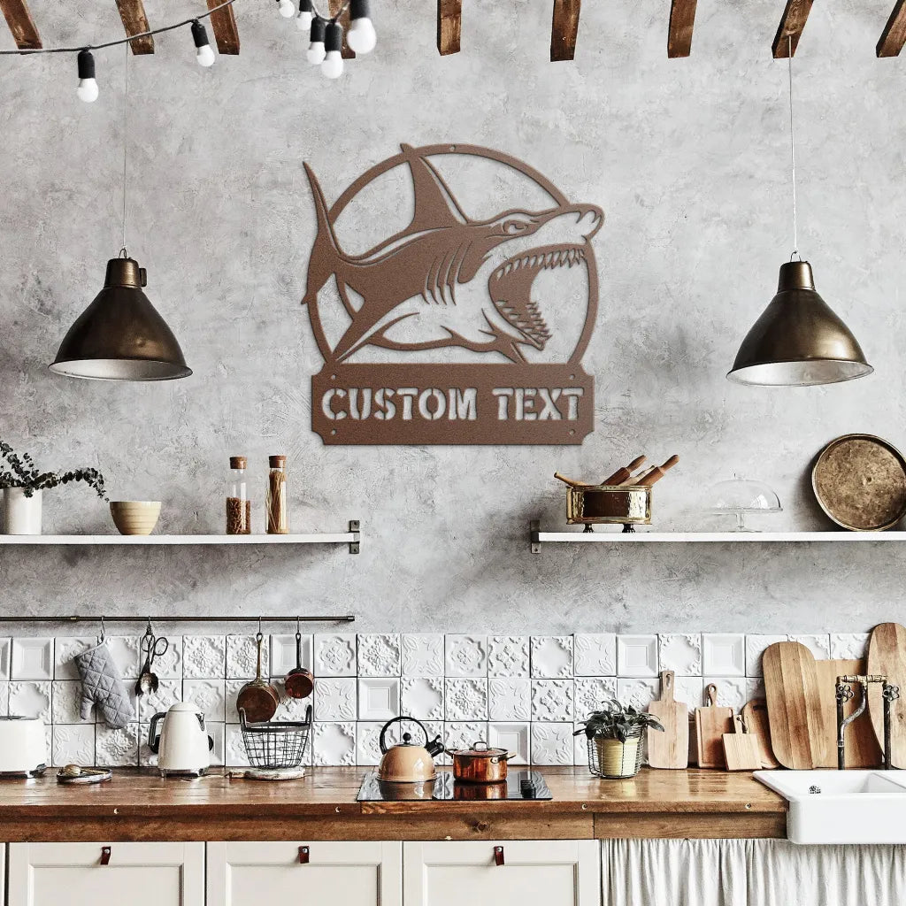 Personalized Shark Metal Wall Art Custom Sea Animal Sign -