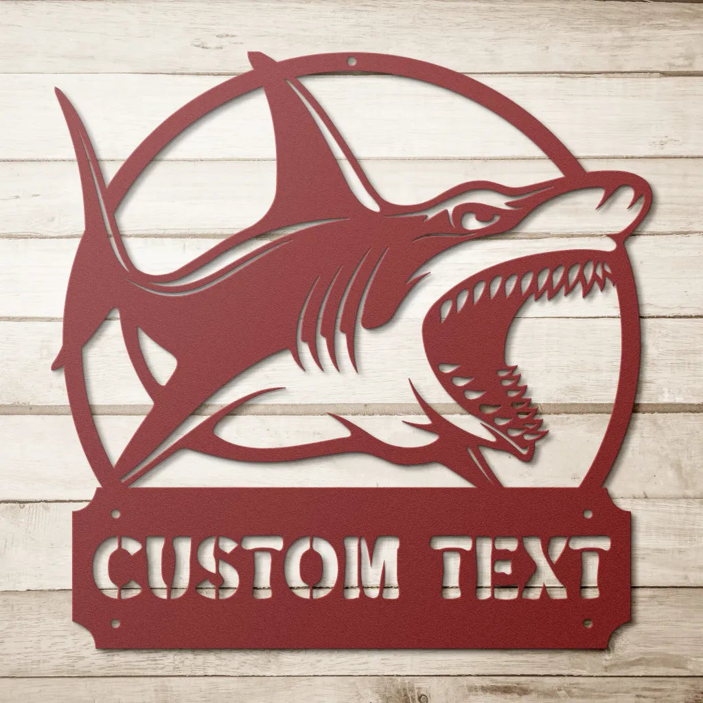 Personalized Shark Metal Wall Art Custom Sea Animal Sign -