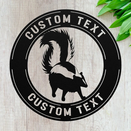 Personalized Skunk Metal Wall Art Custom Skunk Sign - Black