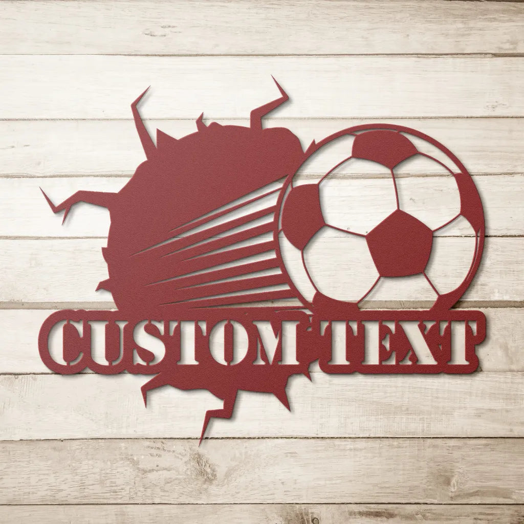 Personalized Soccer Metal Wall Art Custom Soccer Sign - Red