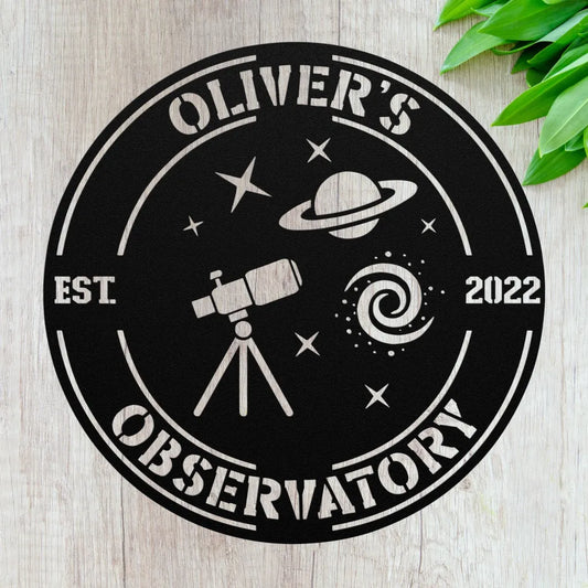Personalized Space Telescope Metal Sign Custom Observatory