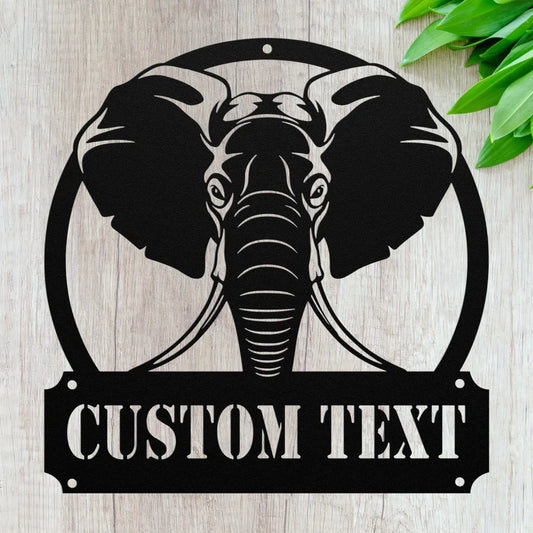 Personalized Zoo Metal Wall Art Custom Elephant Sign Decor -