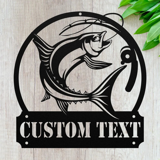 Salmon Fishing Metal Sign For Outdoor or Indoor Decor For